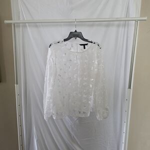White House Black Market Sheer White Blouse